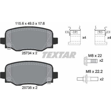 Textar Bremsbelagsatz, Scheibenbremse Q+ 2573401 Textar Bremsbelagsatz, Scheibenbremse Q+ 2573401