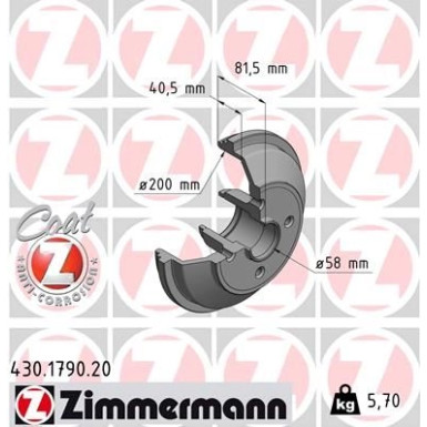 Zimmermann Bremstrommel Coat Z 430.1790.20