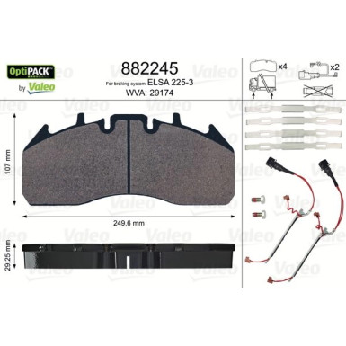 Valeo Bremsbelagsatz, Scheibenbremse OPTIPACK 882245