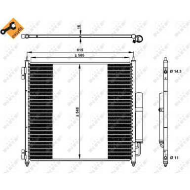 NRF Kondensator, Klimaanlage mit Trockner EASY FIT 350336 NRF Kondensator, Klimaanlage mit Trockner EASY FIT 350336