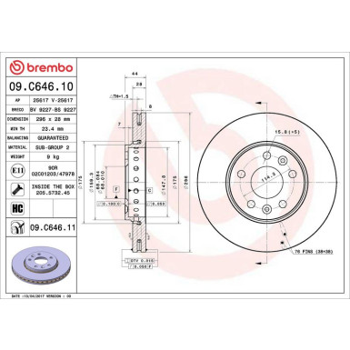 Brembo Bremsscheibe PRIME LINE - UV Coated 09.C646.11 Brembo Bremsscheibe PRIME LINE - UV Coated 09.C646.11
