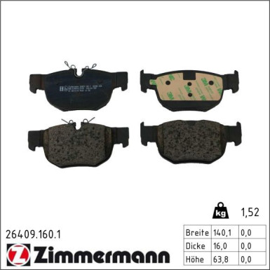 Zimmermann Bremsbelagsatz, Scheibenbremse 26409.160.1