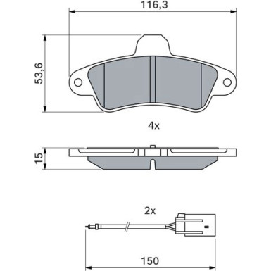 BOSCH Bremsbelagsatz, Scheibenbremse 0 986 460 991