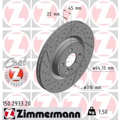Zimmermann Bremsscheibe Coat Z 150.2933.20