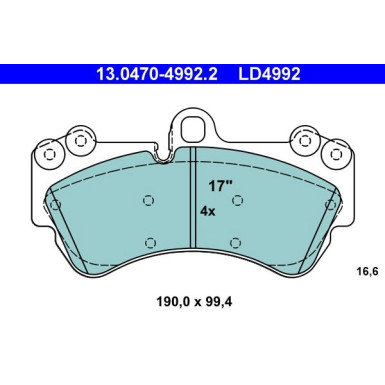 Bremsbelagsatz, Scheibenbremse ATE Ceramic 13.0470-4992.2 Bremsbelagsatz, Scheibenbremse ATE Ceramic 13.0470-4992.2