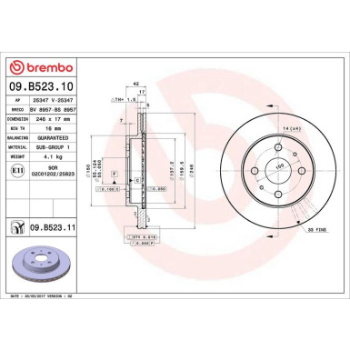 Brembo Bremsscheibe PRIME LINE 09.B523.10