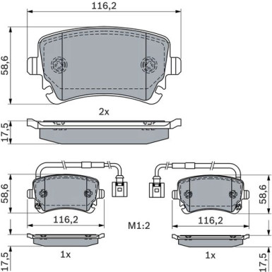 Bremsbelagsatz, Scheibenbremse 0 986 424 057 Bremsbelagsatz, Scheibenbremse 0 986 424 057