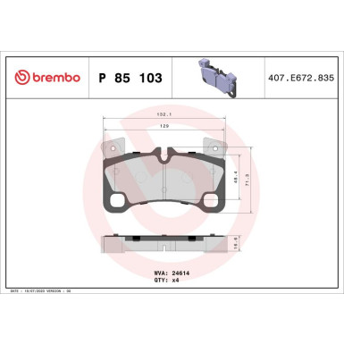 Brembo Bremsbelagsatz, Scheibenbremse PRIME LINE P 85 103