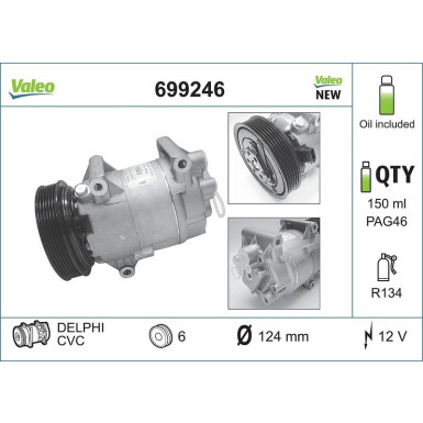 Valeo Kompressor, Klimaanlage VALEO CORE-FLEX 699246
