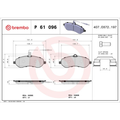 Brembo Bremsbelagsatz, Scheibenbremse PRIME LINE P 61 096 Brembo Bremsbelagsatz, Scheibenbremse PRIME LINE P 61 096