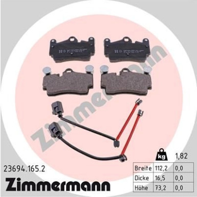 Zimmermann Bremsbelagsatz, Scheibenbremse 23694.165.2 Zimmermann Bremsbelagsatz, Scheibenbremse 23694.165.2
