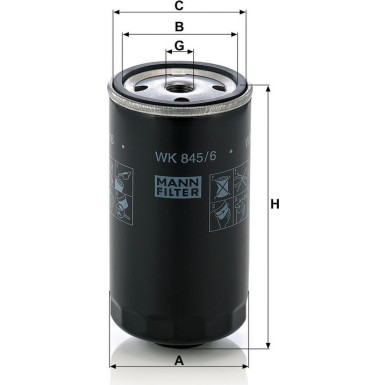 Mann-Filter Kraftstofffilter WK 845/6 Mann-Filter Kraftstofffilter WK 845/6