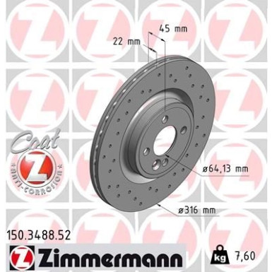 Zimmermann Bremsscheibe SPORT Z 150.3488.52