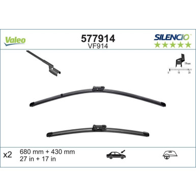 Valeo Wischblatt Scheibenwischer SILENCIO FLAT BLADE SET 577914