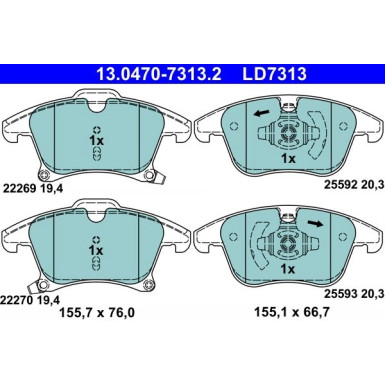 Bremsbelagsatz, Scheibenbremse ATE Ceramic 13.0470-7313.2 Bremsbelagsatz, Scheibenbremse ATE Ceramic 13.0470-7313.2