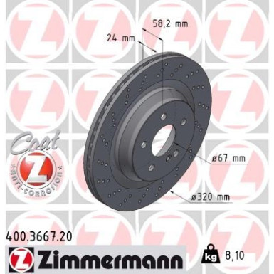 Zimmermann Bremsscheibe Coat Z 400.3667.20 Zimmermann Bremsscheibe Coat Z 400.3667.20