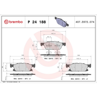 Brembo Bremsbelagsatz, Scheibenbremse PRIME LINE P 24 188