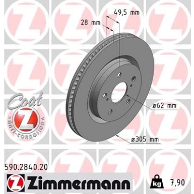 Zimmermann Bremsscheibe Coat Z 590.2840.20 Zimmermann Bremsscheibe Coat Z 590.2840.20