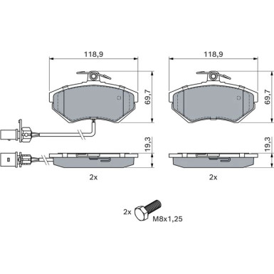 BOSCH Bremsbelagsatz, Scheibenbremse 0 986 494 042 BOSCH Bremsbelagsatz, Scheibenbremse 0 986 494 042