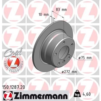 Zimmermann Bremsscheibe Coat Z 150.1287.20 Zimmermann Bremsscheibe Coat Z 150.1287.20