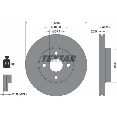 Textar Bremsscheibe PRO 92125803 Textar Bremsscheibe PRO 92125803