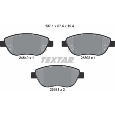 Textar Bremsbelagsatz, Scheibenbremse Q+ 2454901 Textar Bremsbelagsatz, Scheibenbremse Q+ 2454901