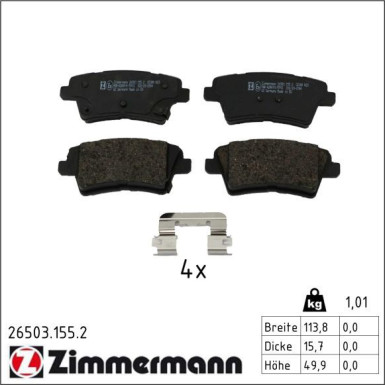 Zimmermann Bremsbelagsatz, Scheibenbremse 26503.155.2