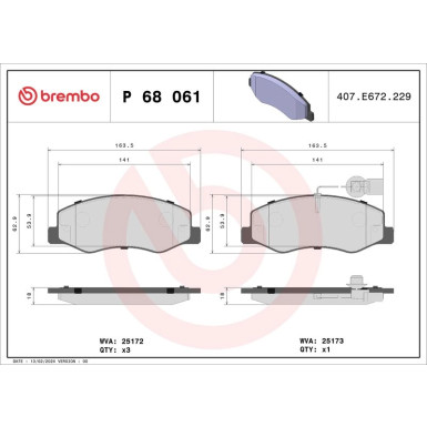 Brembo Bremsbelagsatz, Scheibenbremse PRIME LINE P 68 061 Brembo Bremsbelagsatz, Scheibenbremse PRIME LINE P 68 061