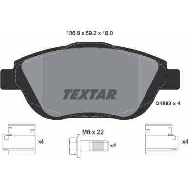 Textar Bremsbelagsatz, Scheibenbremse Q+ 2488301 Textar Bremsbelagsatz, Scheibenbremse Q+ 2488301