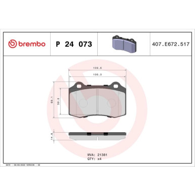 Brembo Bremsbelagsatz, Scheibenbremse PRIME LINE P 24 073 Brembo Bremsbelagsatz, Scheibenbremse PRIME LINE P 24 073