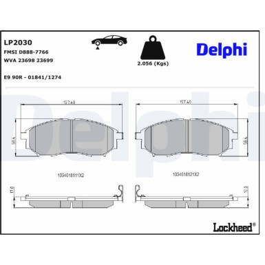 Delphi Bremsbelagsatz, Scheibenbremse LP2030 Delphi Bremsbelagsatz, Scheibenbremse LP2030