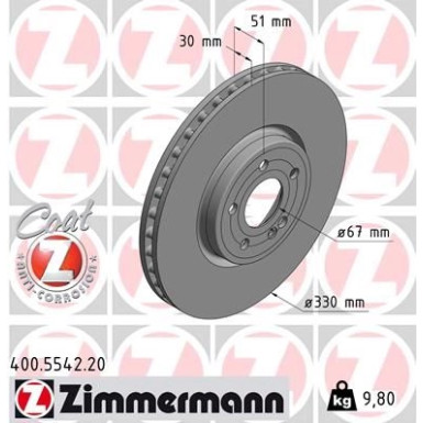 Zimmermann Bremsscheibe Coat Z 400.5542.20 Zimmermann Bremsscheibe Coat Z 400.5542.20
