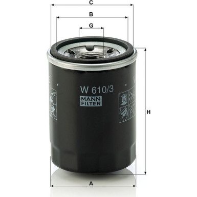 MANN-FILTER W 610/3 Ölfilter M20X1.5 mit Rücklaufsperrventil MANN-FILTER W 610/3 Ölfilter M20X1.5 mit Rücklaufsperrventil