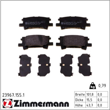 Zimmermann Bremsbelagsatz, Scheibenbremse 23967.155.1 Zimmermann Bremsbelagsatz, Scheibenbremse 23967.155.1