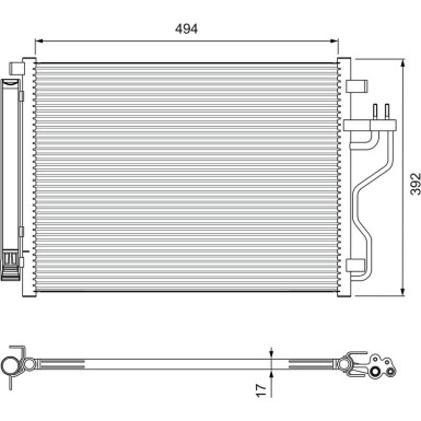 VALEO 814396 Klimakondensator ohne Trockner, Aluminium, 374mm, R 134a VALEO 814396 Klimakondensator ohne Trockner, Aluminium, 374mm, R 134a