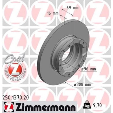 Zimmermann Bremsscheibe Coat Z 250.1370.20