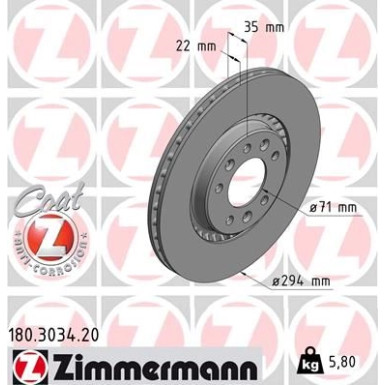 Zimmermann Bremsscheibe Coat Z 180.3034.20 Zimmermann Bremsscheibe Coat Z 180.3034.20