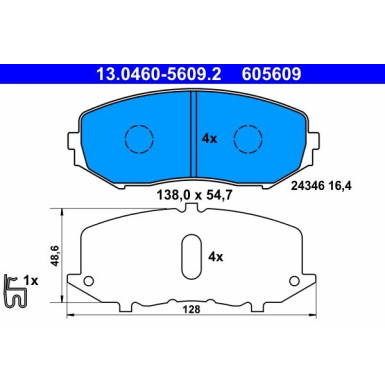 ATE Bremsbelagsatz, Scheibenbremse 13.0460-5609.2 ATE Bremsbelagsatz, Scheibenbremse 13.0460-5609.2