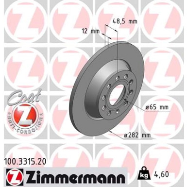 ZIMMERMANN Bremsscheiben Ø282mm + Beläge HINTEN VW Audi Skoda Seat Tiguan Golf (100.3315.20 + 24483.170.2) ZIMMERMANN Bremsscheiben Ø282mm + Beläge HINTEN VW Audi Skoda Seat Tiguan Golf (100.3315.20 + 24483.170.2)