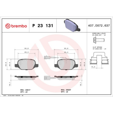 Brembo Bremsbelagsatz, Scheibenbremse PRIME LINE P 23 131