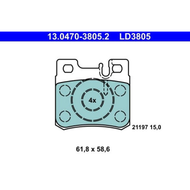 Bremsbelagsatz, Scheibenbremse ATE Ceramic 13.0470-3805.2 Bremsbelagsatz, Scheibenbremse ATE Ceramic 13.0470-3805.2