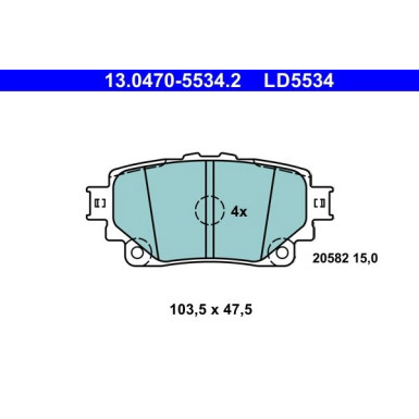Bremsbelagsatz, Scheibenbremse ATE Ceramic 13.0470-5534.2 Bremsbelagsatz, Scheibenbremse ATE Ceramic 13.0470-5534.2