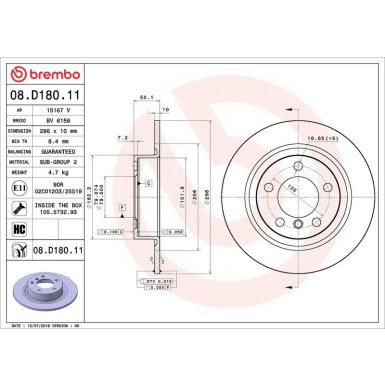 Brembo Bremsscheibe PRIME LINE - UV Coated 08.D180.11