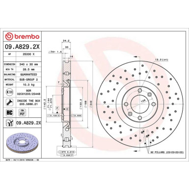 Bremsscheibe 09.A829.2X Bremsscheibe 09.A829.2X