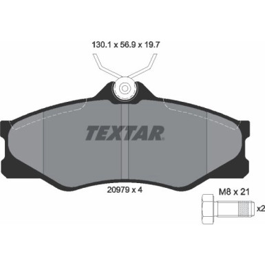 Textar Bremsbelagsatz, Scheibenbremse 2097904 Textar Bremsbelagsatz, Scheibenbremse 2097904