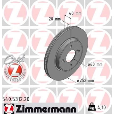 Zimmermann Bremsscheibe Coat Z 540.5312.20 Zimmermann Bremsscheibe Coat Z 540.5312.20