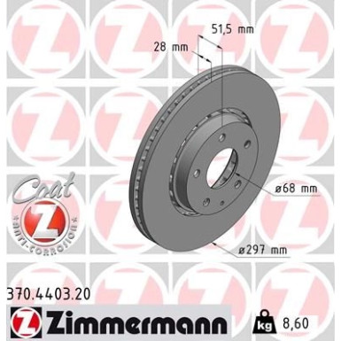 Zimmermann Bremsscheibe Coat Z 370.4403.20 Zimmermann Bremsscheibe Coat Z 370.4403.20