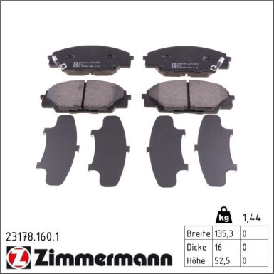 Zimmermann Bremsbelagsatz, Scheibenbremse 23178.160.1