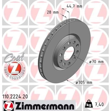 Zimmermann Bremsscheibe Coat Z 110.2224.20