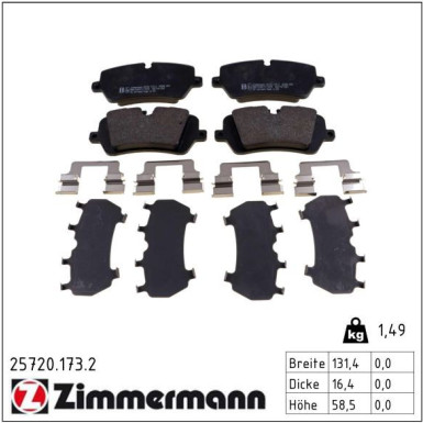 Zimmermann Bremsbelagsatz, Scheibenbremse 25720.173.2 Zimmermann Bremsbelagsatz, Scheibenbremse 25720.173.2